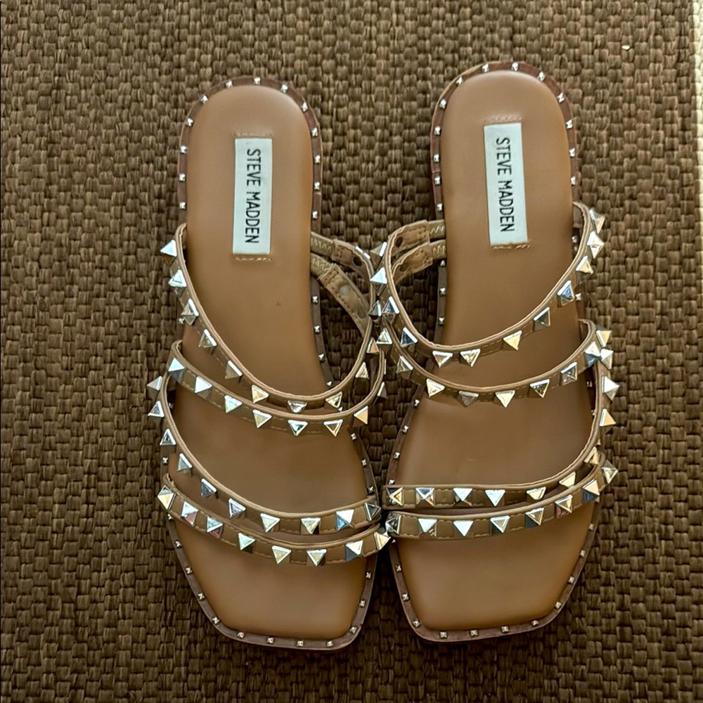 Steve Madden Tan Sandals with Studded Straps